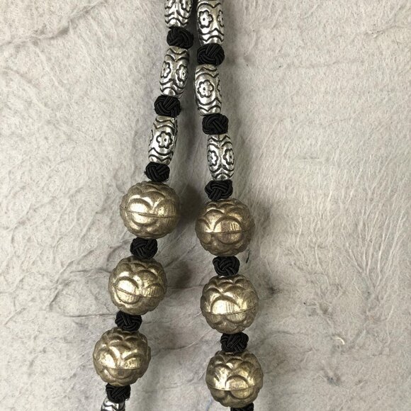 Consuela Bag Womens Blue Pink Drawstring Pouch Beaded Strap Tassel Boho Mirror - Picture 15 of 16